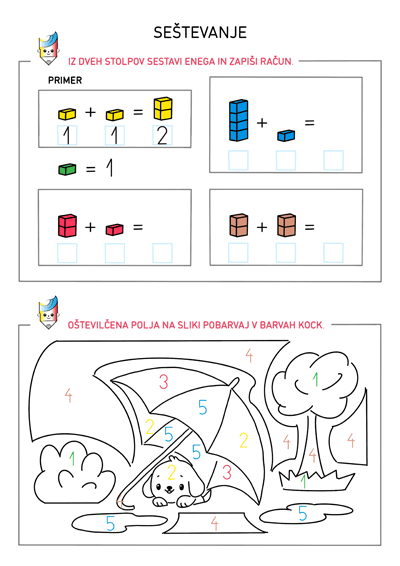 Seštevanje - učni list - Znam in zmorem